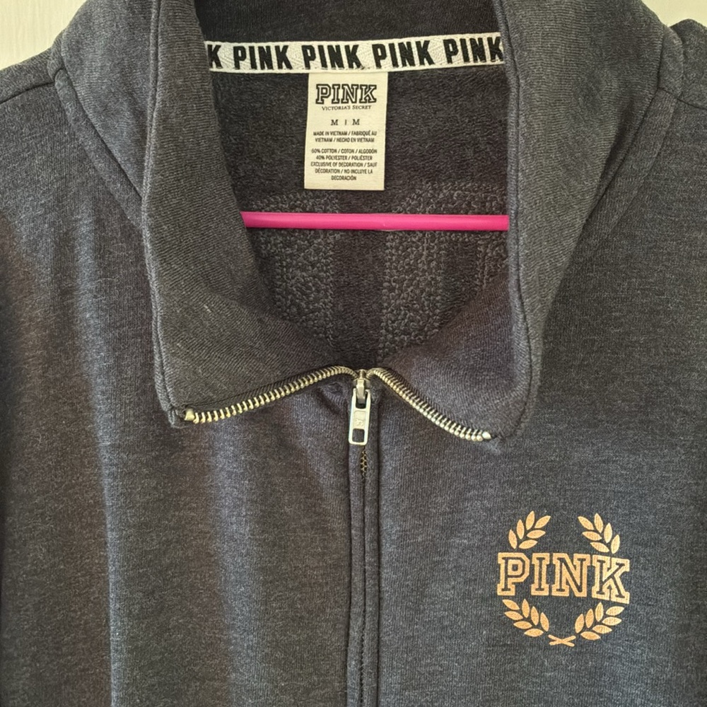 Victoria's Secret PINK Black Quarter-Zip Super Cheetah Bling Pullover RARE - Picture 2 of 5